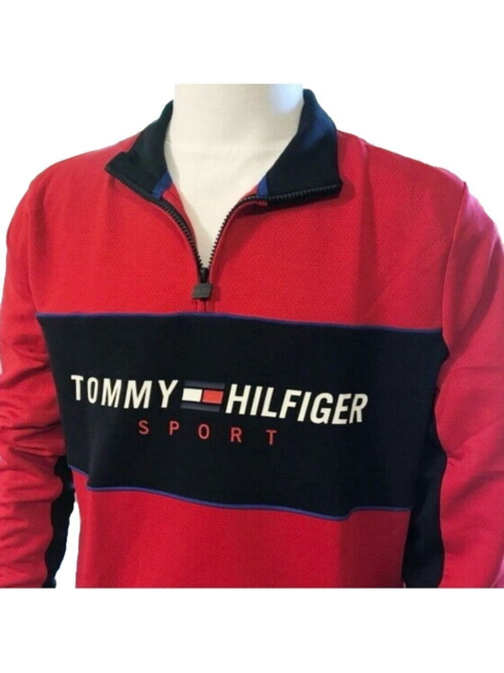 Red Tommy Hilfiger sport 1/4 zip size xs